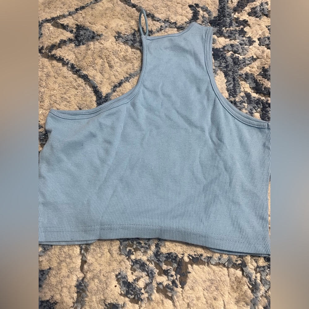 SHEIN Light Blue Ribbed Tank Top